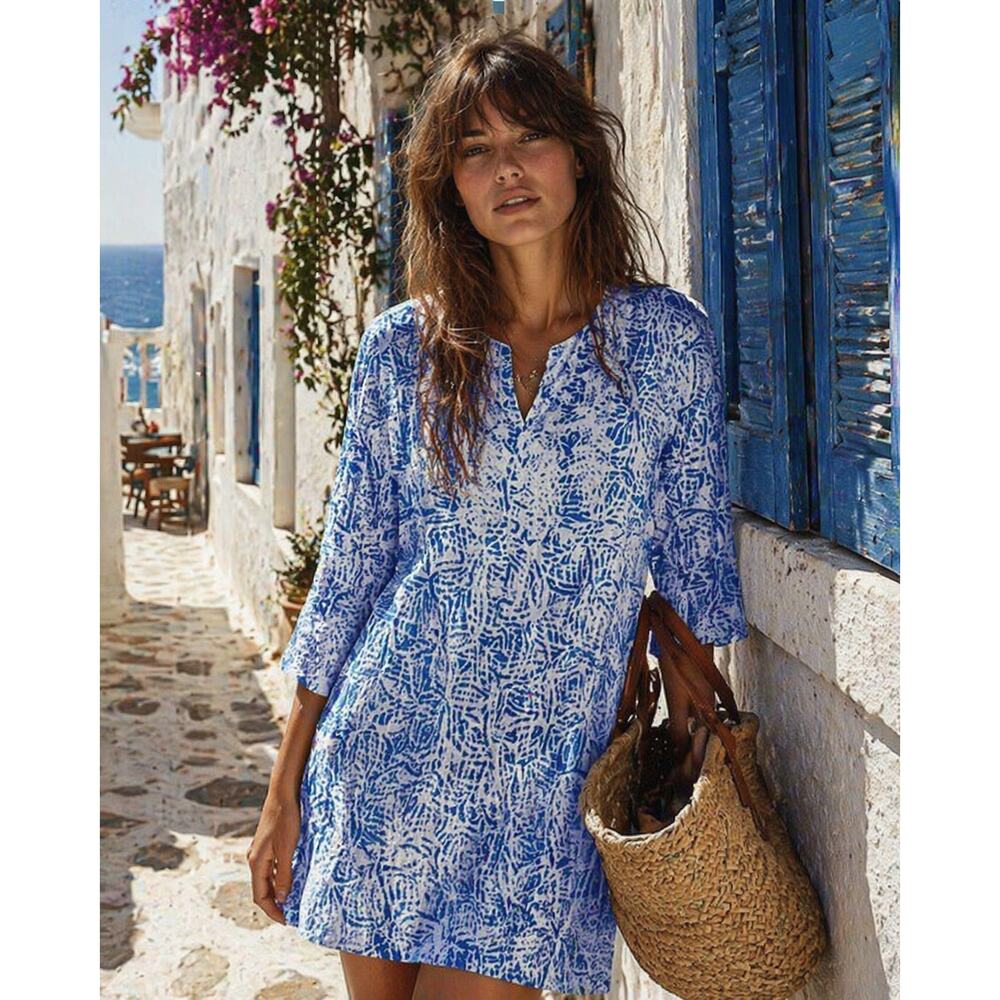 Oscar De La Renta Fine Lawn Top Coverup Mini Dress Xs VACATION